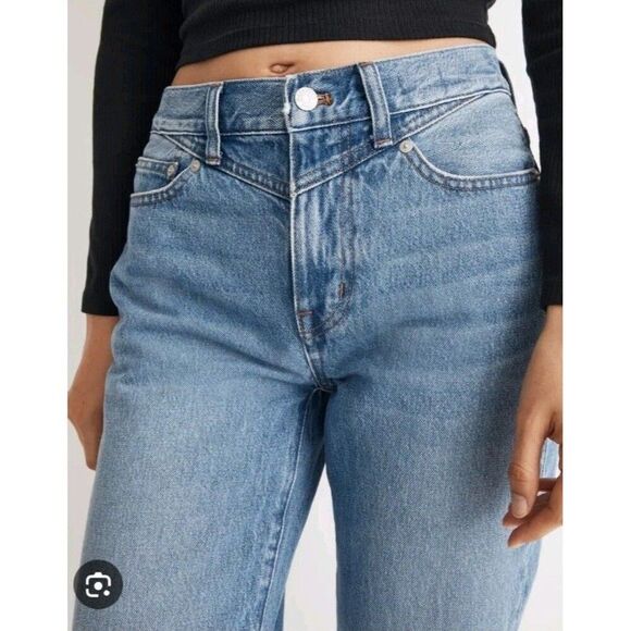 Madewell Slouchy Boyjean Blue Denim Cotton Med Wash Size 27 Straight Leg - Picture 7 of 11